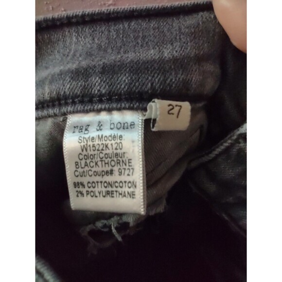 Rag & Bone Skinny Ankle Jeans Size 27 Dark Grey Blackthorne Denim Zip Ankles - Picture 6 of 11